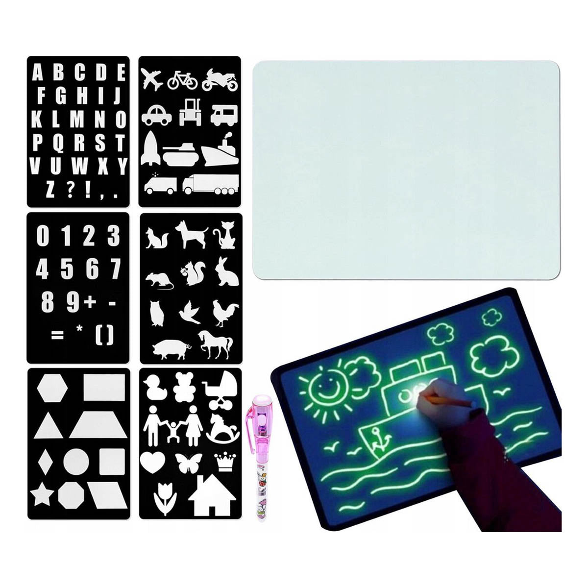 <tc>Ariko</tc>  A4 Luminous Whiteboard Drawing Board | Magic drawing board children | Drawing with light | LED | luminous drawing board | educational toys | glow in the dark | light pen | drawing in the dark