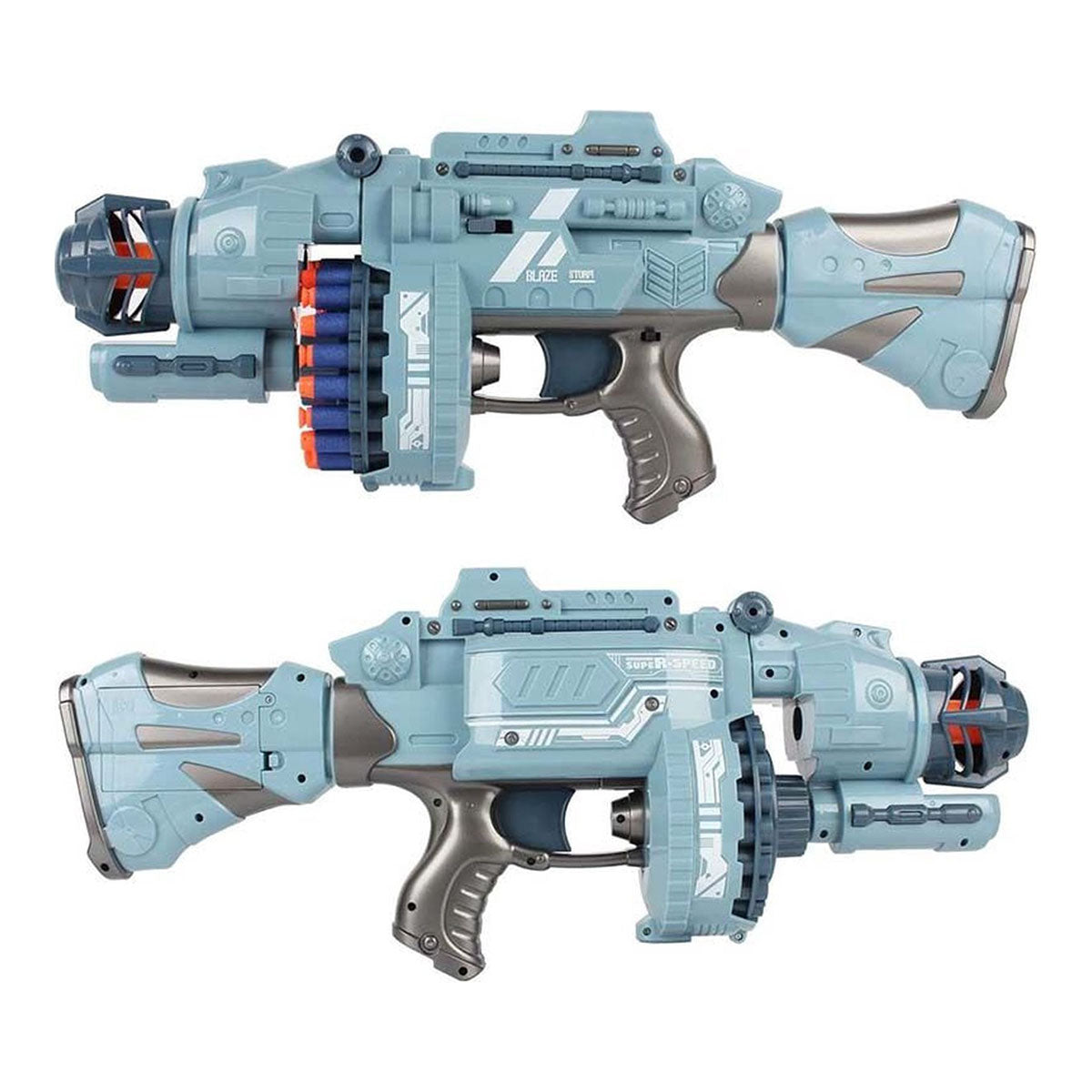Ariko Blaze Storm Nerf-Shooter - Große Größe - Mit 80 Patronen und Sound - Einschließlich Phillips-Batterien