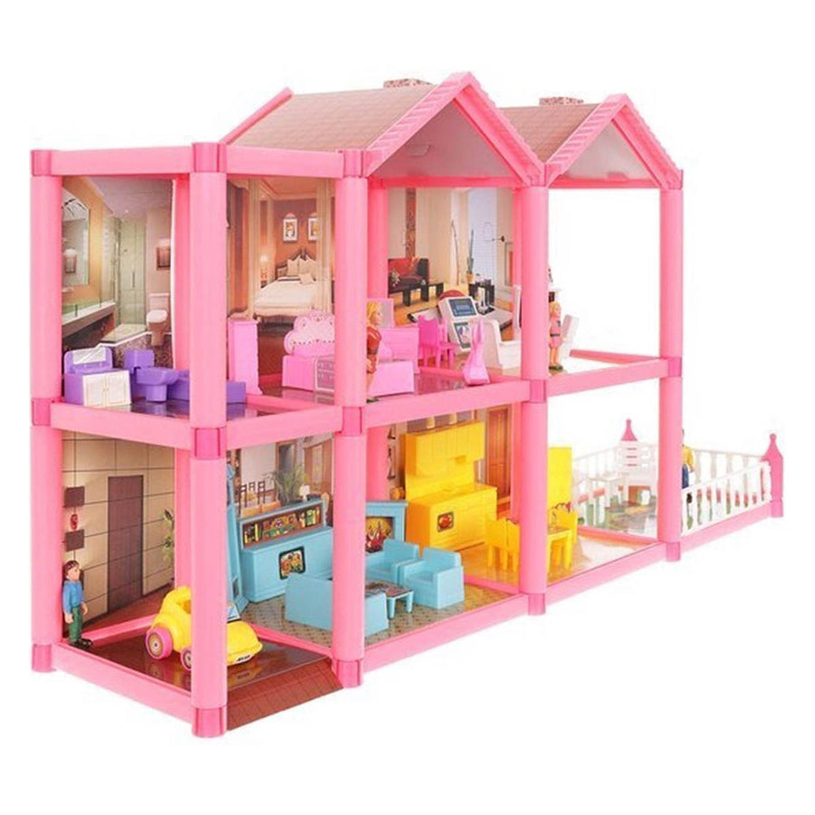 <tc>Ariko</tc> XL Dollhouse | Dream House | 6 rooms and terrace| 136 pieces fully furnished with 4 dolls and 1 dog