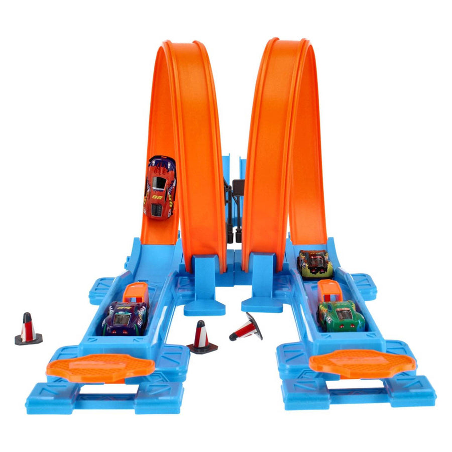 Ariko Dubbele Track Racebaan - 40 delig - Twee louping - Twee lounchers in 4 versnellingen - 3 in 1 - 4 auto's - met puntensysteem