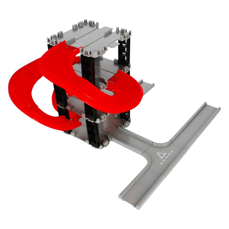 Ariko Parkeergarage met constructie gebouw - met werkende kraan, 5 auto's, 3 bulldozers, diverse verkeersattributen - met licht & geluid - inclusief 3 x Philips AA batterijen