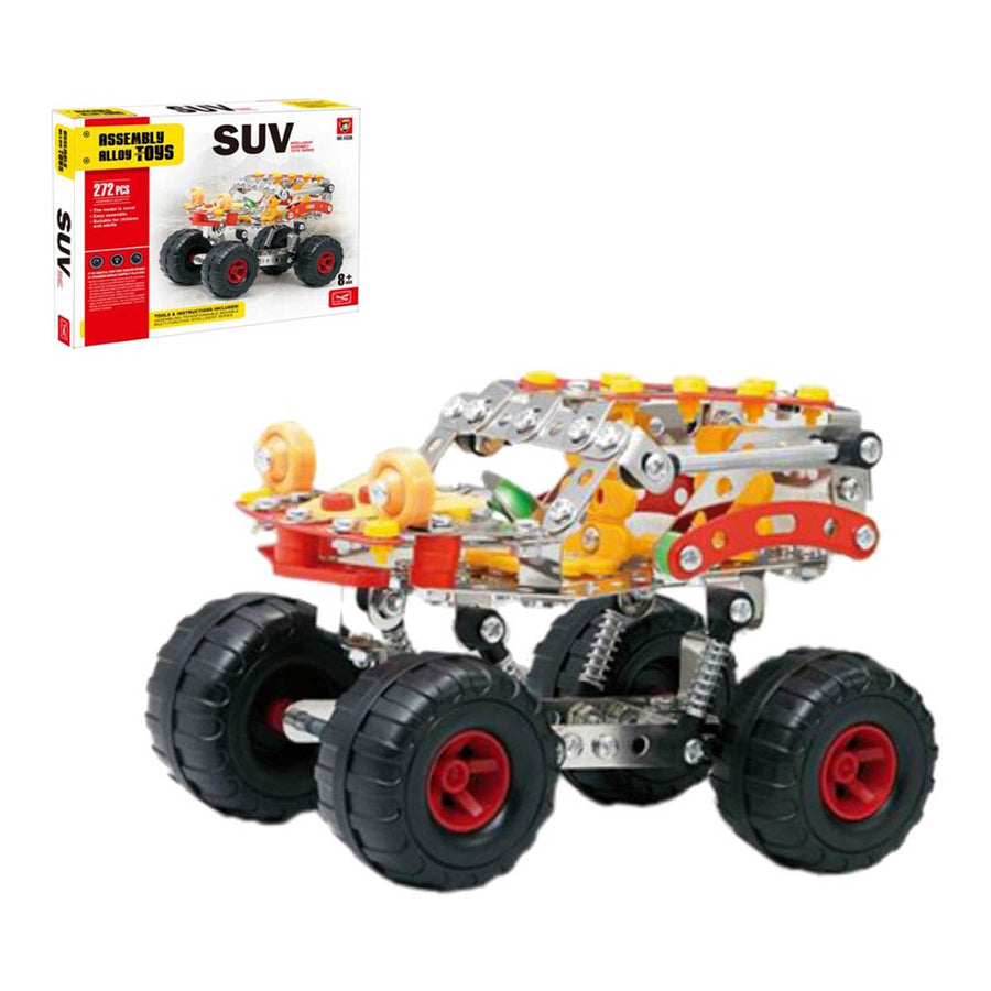 Ariko Metalen model bouwpakket SUV auto - Jeep - Mecano - 272 delig - incusief gereedschap - constructieset SUV staal zilver