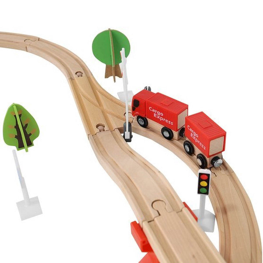 Houten Speelgoed Treinset 89 delig met Elektrische Trein - Treinspeelgoed - Ariko