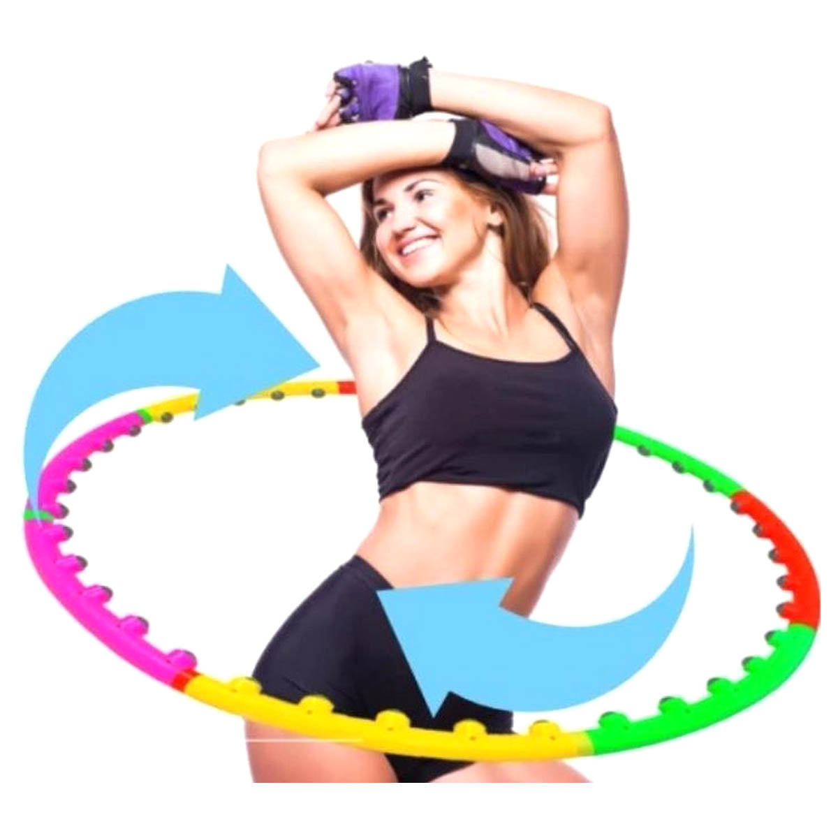 <tc>Ariko</tc> Fitness Massage hoop Ø 98cm | 1 kg | With 40 magnetic balls | Hula Hoop | Sports Hula Hoop | Weighted Hoop | Sports Hoop | Fat burning | Fitness | Rainbow