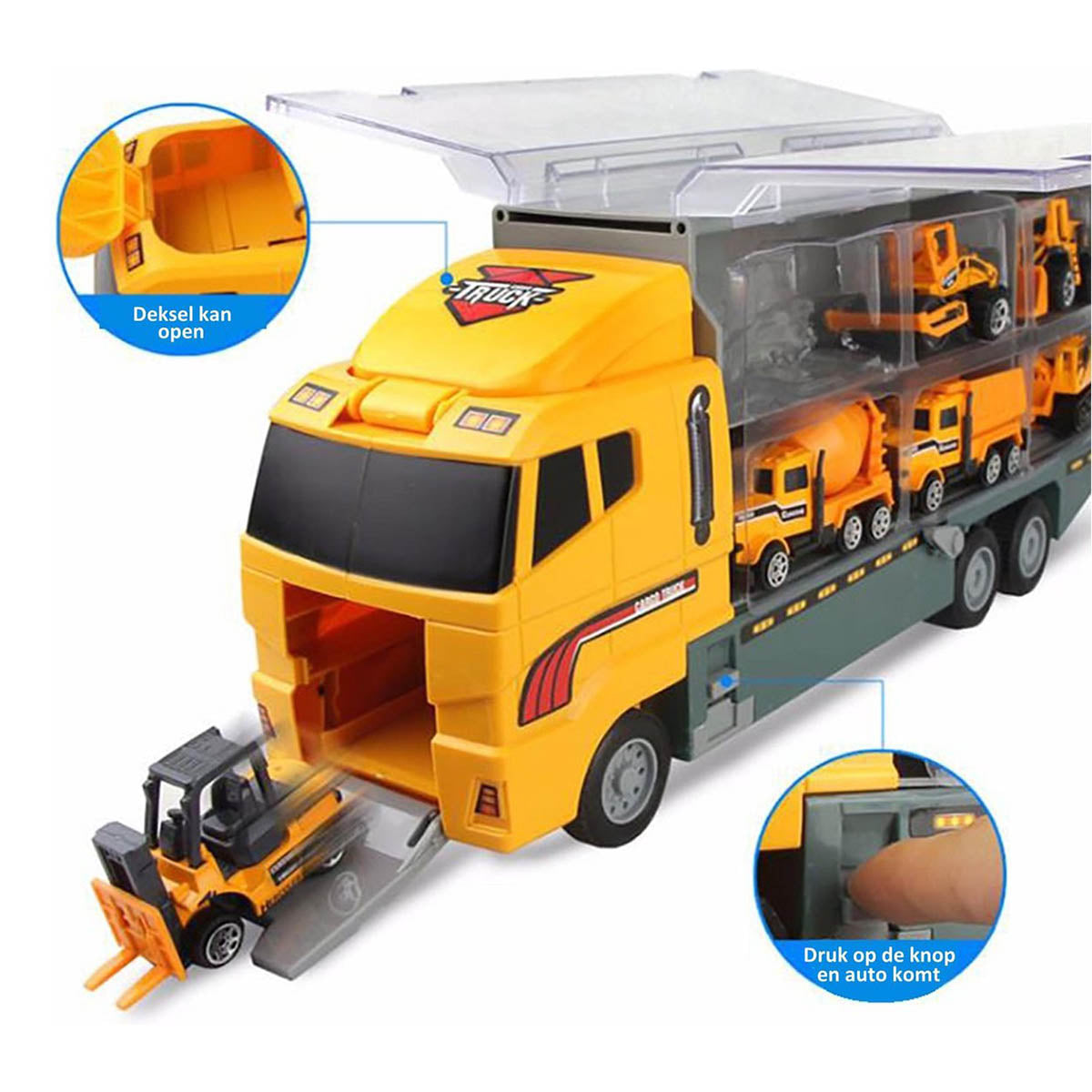 Ariko Vrachtwagen - Vrachtauto - Bouwvrachtwagen - met heftruck- Wals - Bulldozer - Cement wagen - Vrachtwagen