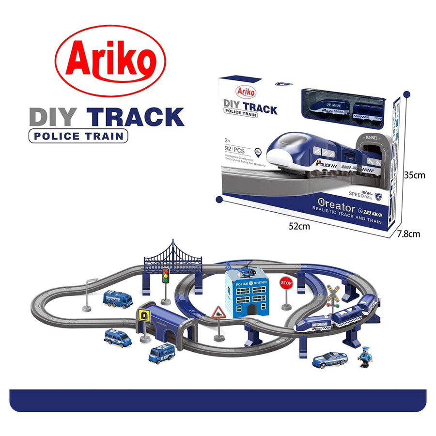 Ariko XXL Elektrische Politie Treinbaan | Racebaan | 92 delig | Politie Stad | 350CM Treinbaan | Met auto's en helikopter | Inclusief 2 x Philips AAA batterijen