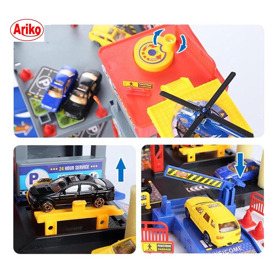Ariko XXL Parkeergarage - Garage speelset - 4 auto's - helicopter - lift - wasstraat - helicopter platform - accessoires