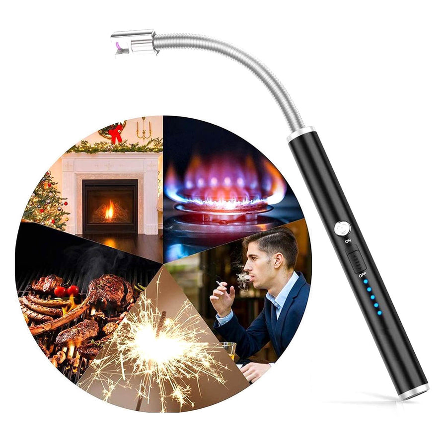 Flexibele elektronische Keuken BBQ Aansteker - Extra lang - Extra heet 900 graden - Elektonische USB oplaad aansteker zwart - Ariko