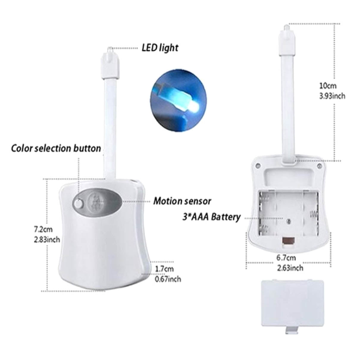 Ariko Toilet LED Verlichting - 8 Kleuren - Bewegingssensor - Batterij Besparend - Diverse kleuren licht - Incl Batterijen