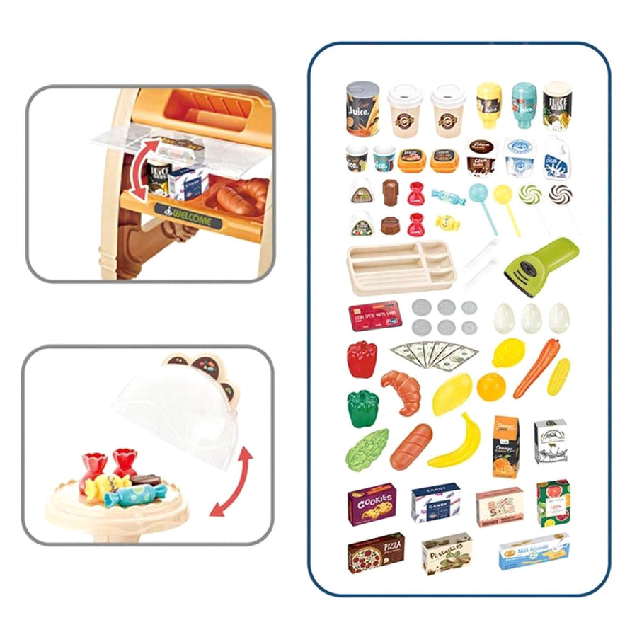 Speelgoedsupermarkt, 65 onderdelen - met veel accessoires en winkelwagen - Ariko