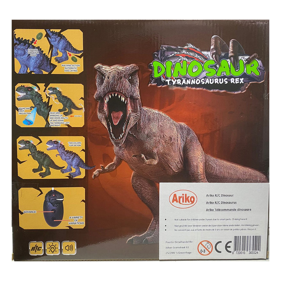 Ariko RC Dinosaurus - Dino - Legt Eieren - Licht projectie - met Licht en Geluid - 6 kleine eieren - Beweegbare onderdelen - Incl batterijen