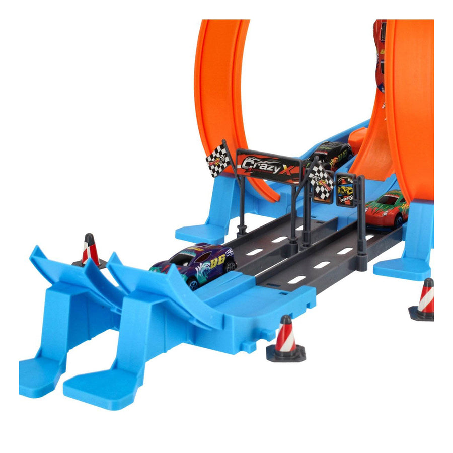 Ariko Dubbele Track Racebaan - 40 delig - Twee louping - Twee lounchers in 4 versnellingen - 3 in 1 - 4 auto's - met puntensysteem