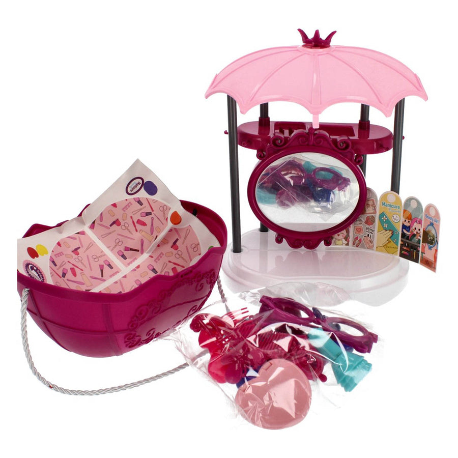 Ariko Speelgoed Koffer Schoonheid salon 30 delig - Fohn, spiegel, make-up, parfum en nog veel meer - handige meeneem koffer