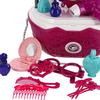 Thumbnail for Ariko Chariot à jouets Salon de beauté 31 pièces - Sèche-cheveux, miroir, maquillage, parfum et bien plus encore - valise pratique à roulettes