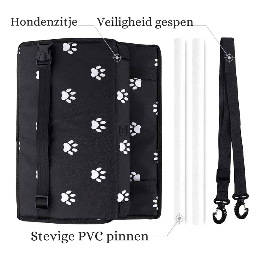 Ariko Autostoel Hond / Kat / Puppy - Opvouwbaar Waterbestendig Honden / Kat zitje - Dieren zitje voor in de auto - Hondenmand - 40 x 40 x 25 cm - Incl Opvouwbaar voerbakje en borstel - Veiligheidsband - Schone auto