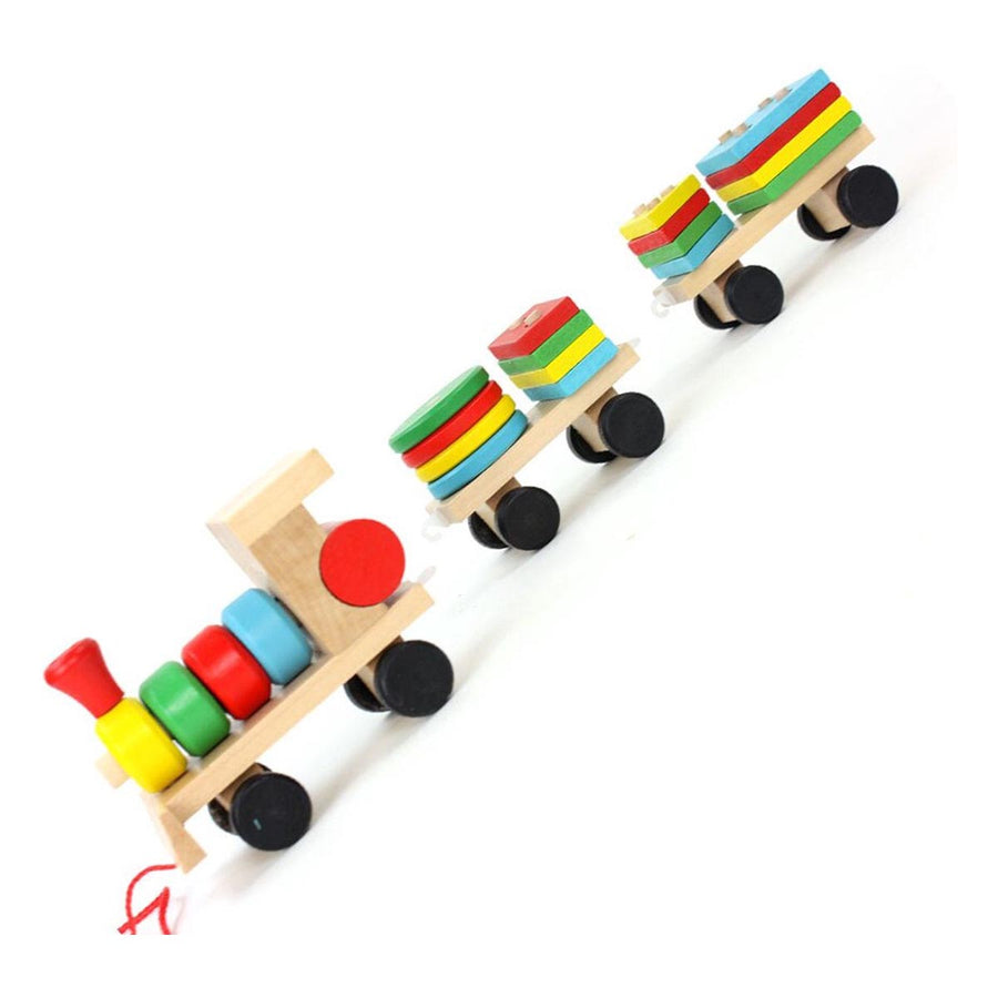 Ariko XL Houten Trein met blokken en vormen - Blokkentrein - Speelgoedtrein - Educatie met vormen en kleuren -