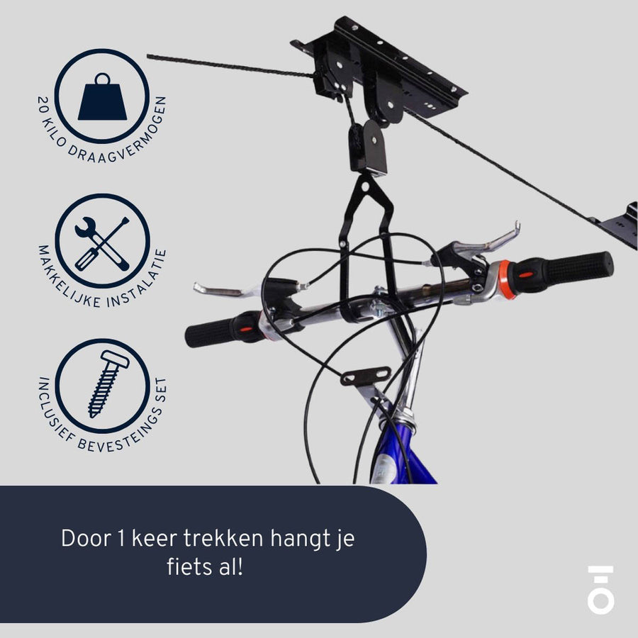 Hoppline - Fietslift - Fietstakel - ophangsysteem - ophangbeugel - haken - Ariko