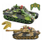 RC Tank - Set Of 2 Pieces - Remote Controlled Radio Tank With Remote Control - With Sound & Light Effects - With Internal Battery - 2.4Gz - Scale 1:14