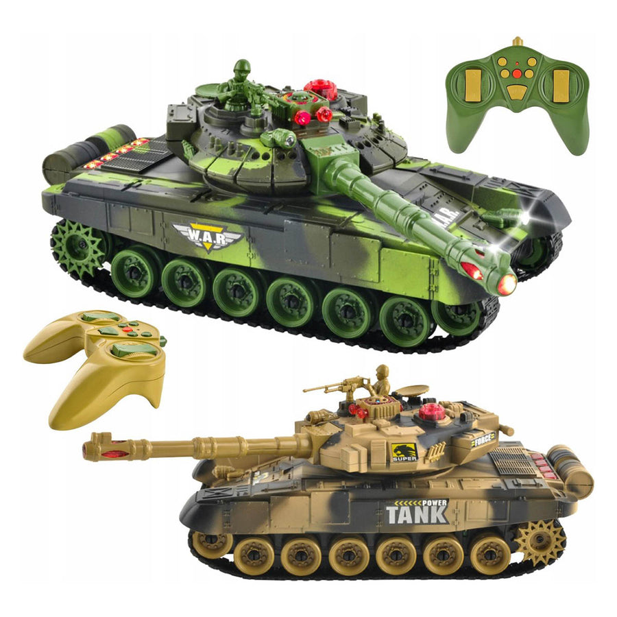 RC Tank - Set Van 2 Stuks - Op Afstandbestuurbare Radiografische Tank Met Afstandsbediening - Met Geluid & Licht Effecten - Met Interne Accu - 2.4Gz - Schaal 1:14 - Ariko