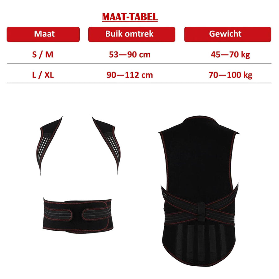 Ariko Orthopedisch XXL Toermalijn Infrarood Massage Zelfwarmend - Magneet - Rugpijn - Rugklachten - Rugband - Rugbrace - Inclusief nekband - Beter Slapen - L-XL