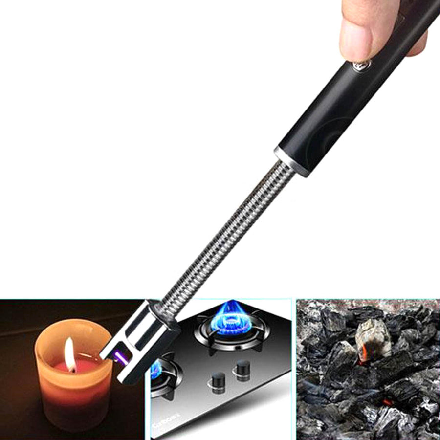 FLEXIBELE electrische keuken bbq aansteker oplaadbaar met usb kabel windproof - Zwart - Ariko