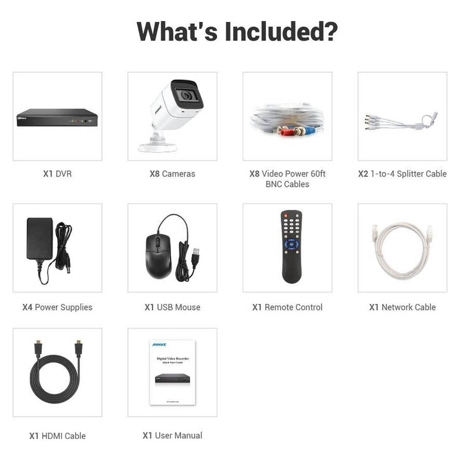 Annke Beveiliging camera set met 8 camera’s ( 4K - 8MP ) en 1tb Harde schijf – plug and play – Nederlandse helpdesk