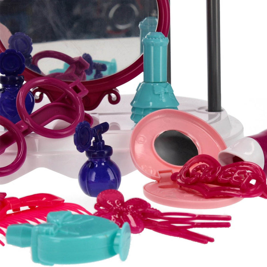 Ariko Speelgoed Koffer Schoonheid salon 30 delig - Fohn, spiegel, make-up, parfum en nog veel meer - handige meeneem koffer