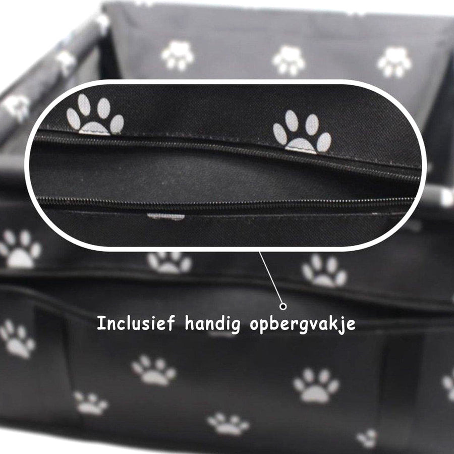 Ariko Autostoel Hond / Kat / Puppy - Opvouwbaar Waterbestendig Honden / Kat zitje - Dieren zitje voor in de auto - Hondenmand - 40 x 40 x 25 cm - Incl Opvouwbaar voerbakje en borstel - Veiligheidsband - Schone auto