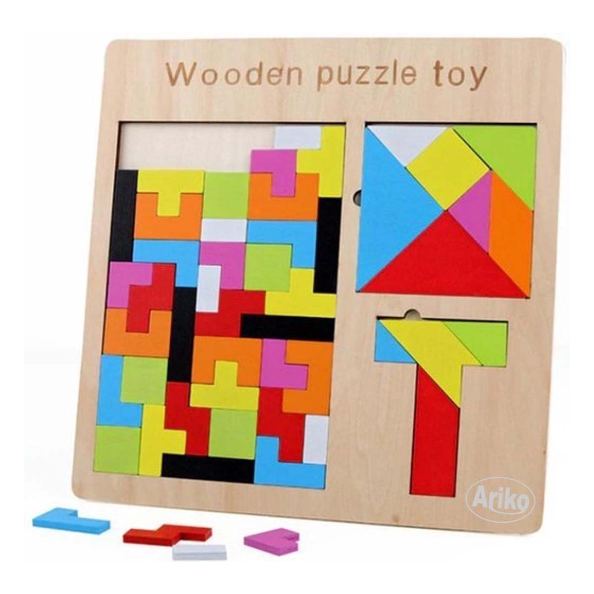 Ariko XL Puzzel | Tangram puzzel | Russian block puzzel | Houten puzzel | Tetris | Kinderpuzzel | Tetris puzzel | Houten speelgoed | 3 in 1
