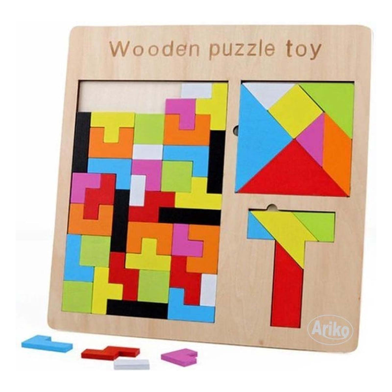 Ariko XL Puzzel | Tangram puzzel | Russian block puzzel | Houten puzzel | Tetris | Kinderpuzzel | Tetris puzzel | Houten speelgoed | 3 in 1