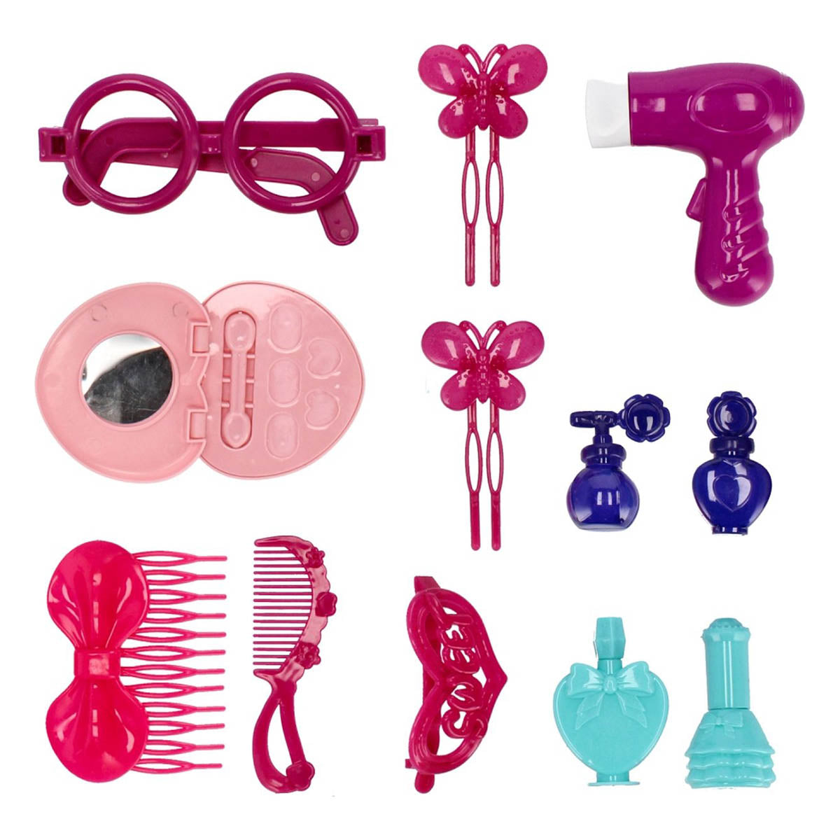 Ariko Chariot à jouets Salon de beauté 31 pièces - Sèche-cheveux, miroir, maquillage, parfum et bien plus encore - valise pratique à roulettes
