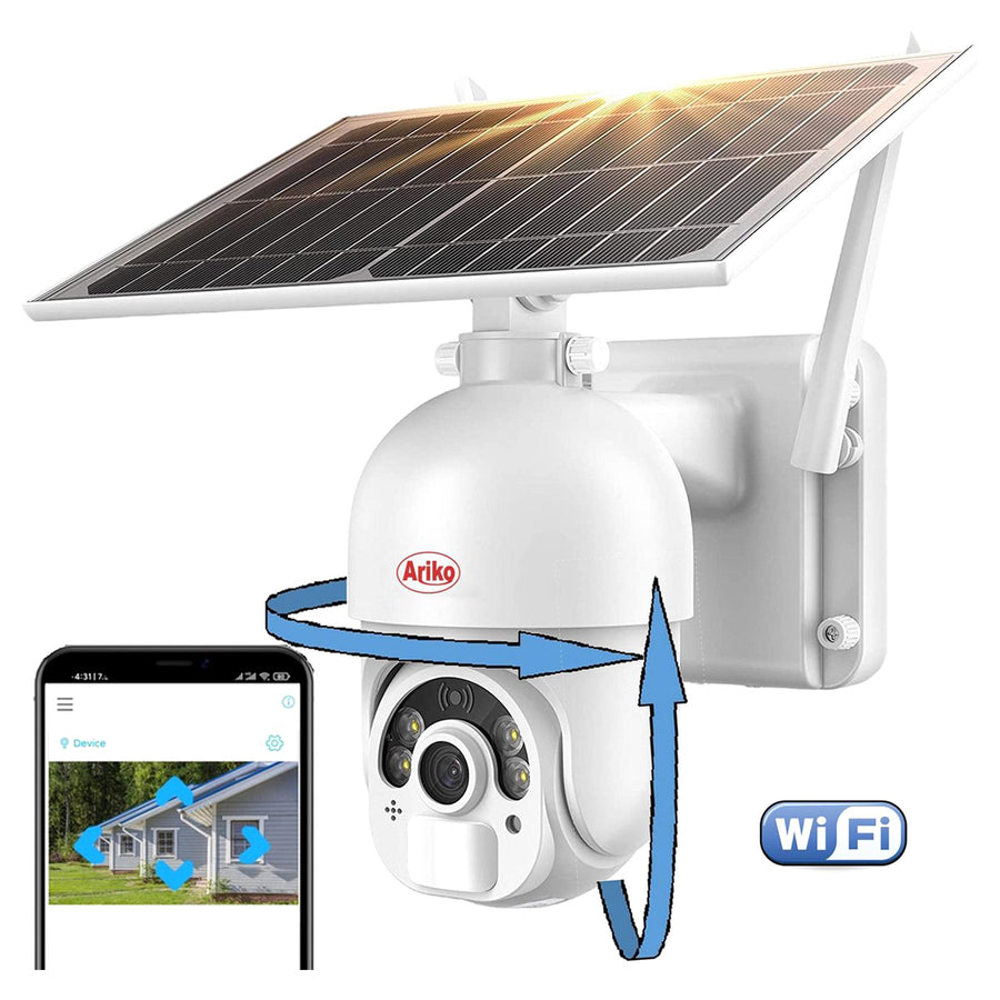 Ariko Beweegbare PTZ Camera 2mp met Zonnepaneel en Wifi - met Audio - Persoon volger - Nederlandse handleiding en ondersteuning