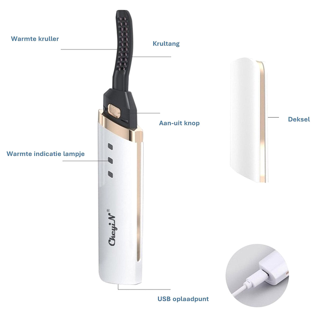 <tc>Ariko</tc> Cheyi_N® Professional Electric Eyelash Curler - White - Lash lift - Eyelash lift - Full lashes - Heated - Rechargeable