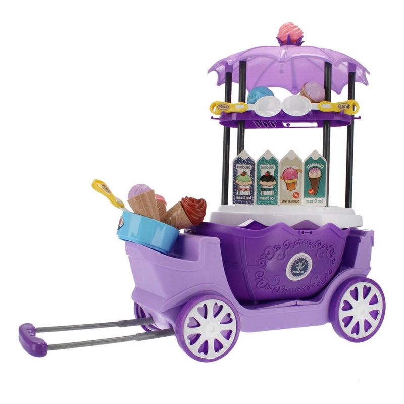 Ariko Speelgoed trolley Ijssalon wagen winkel 69 delig - Softijs, italiaans ijs, servies, hoorntje en nog veel meer - handige meeneem koffer met wieltjes