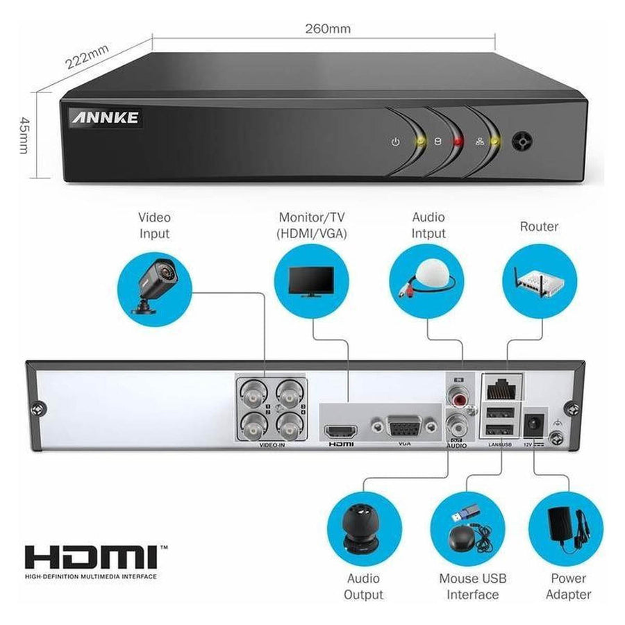 FullHD 1080P Beveiligingscamera set met 4x 2MP Bullet Camera's Wit Indoor/Outdoor - Ariko