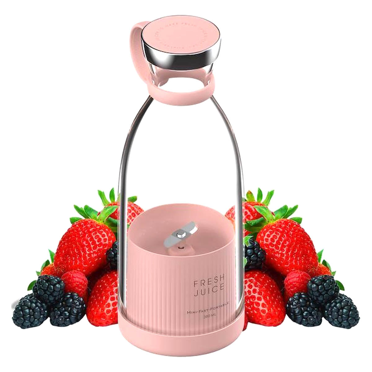 Ariko Blender portable - Mini blender pour les déplacements - mélangeur de smoothie - Aliments pour bébés - Jus de fruits frais - 350 ml - Chargeur USB magnétique - Rose