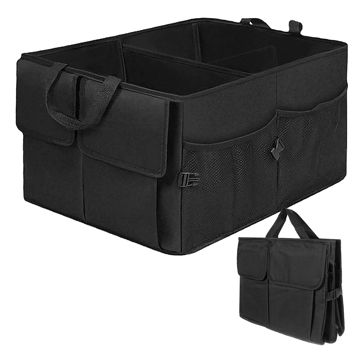 Kofferbak Organizer Auto - 3 Sorteervakken - Kofferbak-Tas - Opvouwbare Opbergtas - Zwart - Ariko