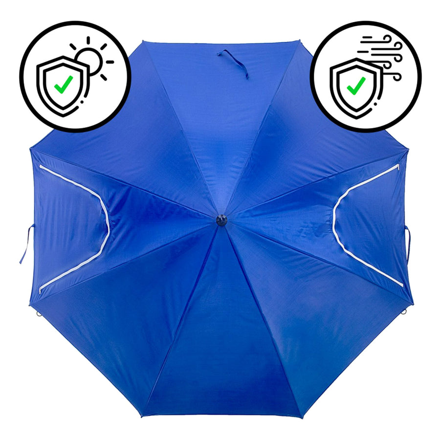 Ariko Parasol Strandtent - Windscherm - Zonnescherm - Strandtent - Parasol schelp - Ø 260cm Blauw met hoes