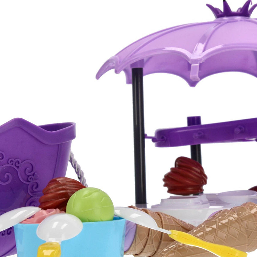 Ariko Speelgoed Koffer Ijssalon wagen winkel 68 delig - Softijs, italiaans ijs, servies, hoorntje en nog veel meer - handige meeneem koffer