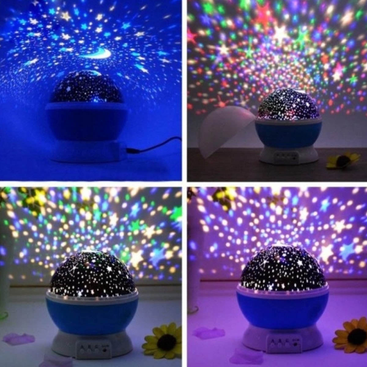 Ariko Projecteur d'étoiles rotatives Ciel étoilé - Veilleuse bébé/enfant - Lampe de projection - Chambre d'enfant - Veilleuse - Bleu