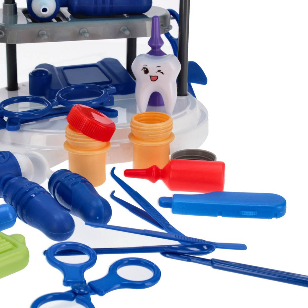 Ariko Spielzeugwagen Doctor 40 Teile - Blutdruckmessgerät, Schere, Medikamente, Untersuchungsutensilien und vieles mehr - praktischer Koffer mit Rollen