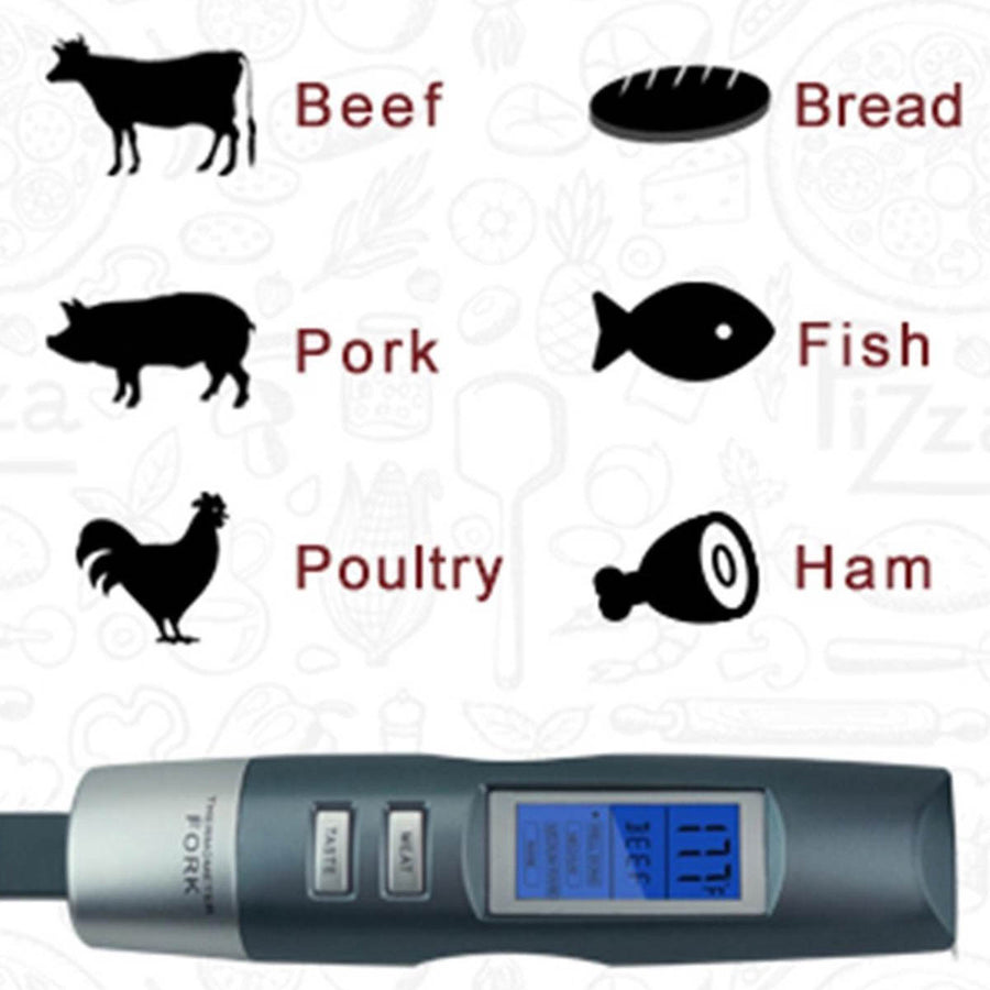 Vleesthermometer | BBQ vleesvork | -50 tot +300 Graden | RVS | 3-5 Seconden | LED scherm met backlight | Temperatuur alarm | Inclusief batterijen | Voor Barbecue en Grill - Ariko