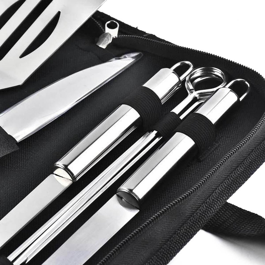 BBQ Accessoires – Barbecue Accessoires – BBQ Set – Keukengerei – RVS – 9 Delig – Zilver - Ariko