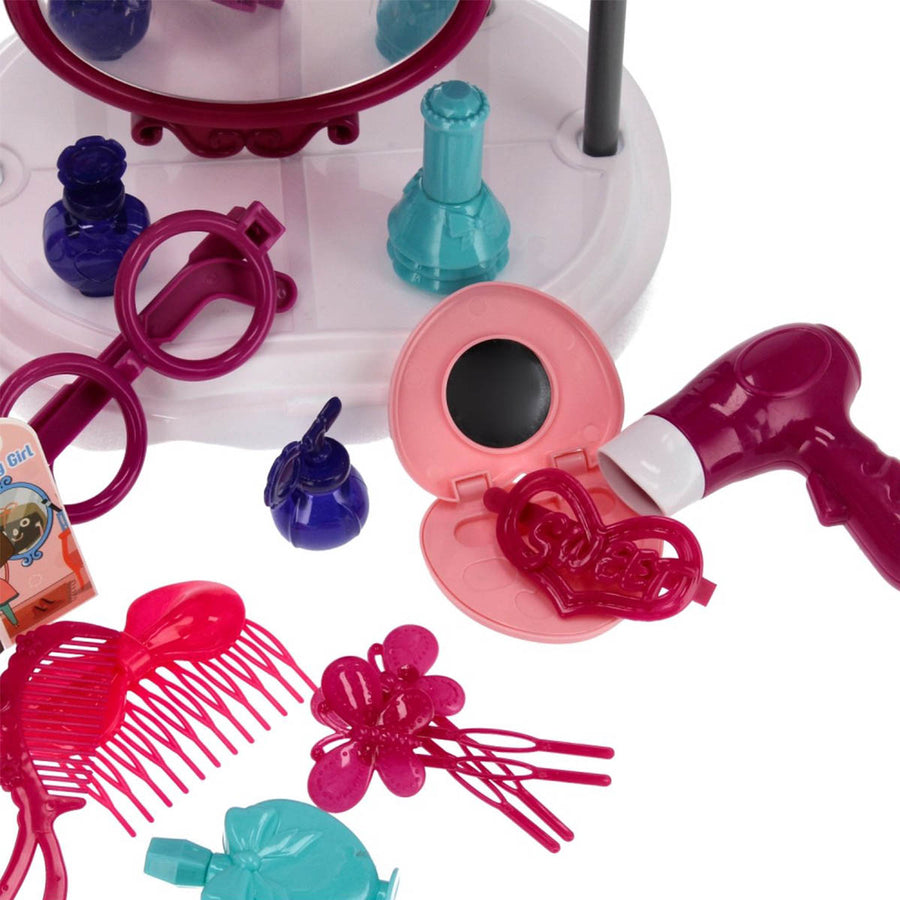 Ariko Speelgoed Koffer Schoonheid salon 30 delig - Fohn, spiegel, make-up, parfum en nog veel meer - handige meeneem koffer