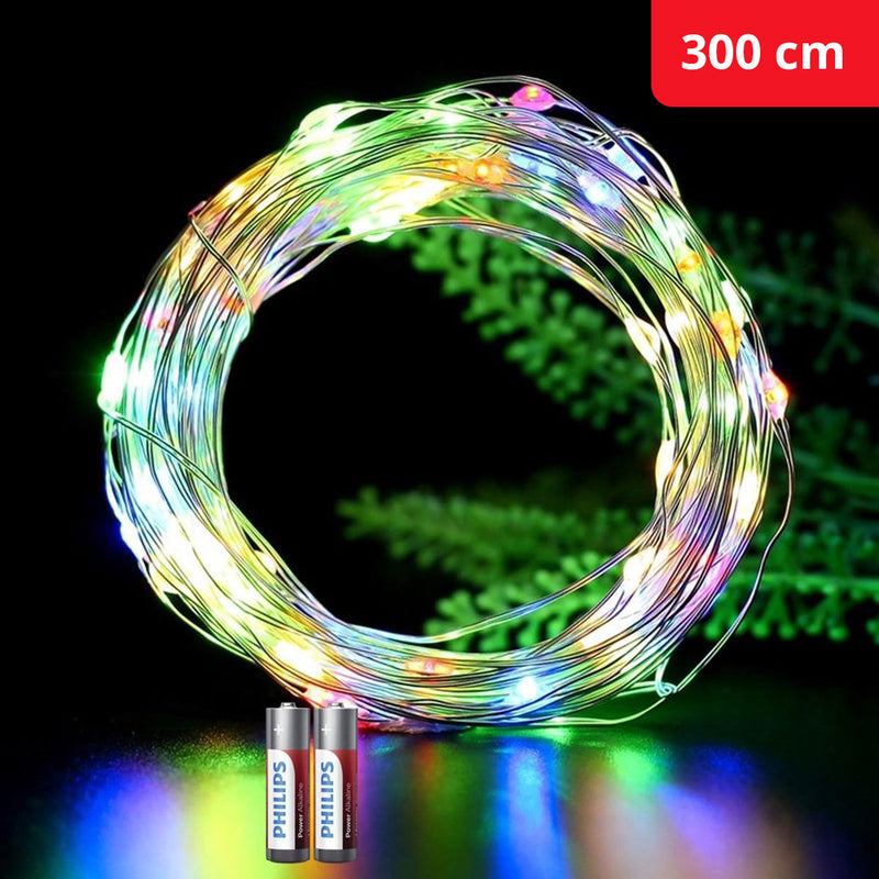 Ariko 30 led 3 meter RGB kleuren kerstverlichting op batterijen , inclusief 2 stuks Philips batterijen