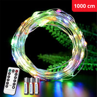 Thumbnail for <tc>Ariko</tc> 100 LED 10 meter RGB color Christmas lights on batteries and remote control, including 3 Philips batteries
