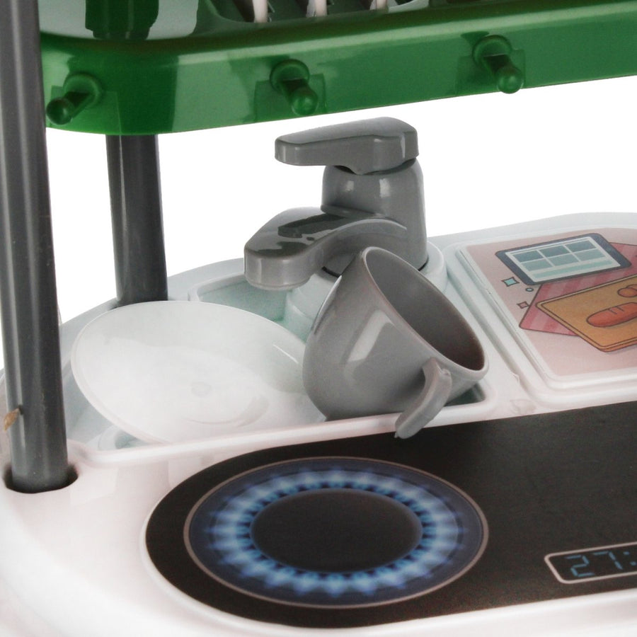 Ariko Speelgoed trolley Keuken 47 delig - Kookpannen, kruiden, servies, wasbak en nog veel meer - handige meeneem koffer met wieltjes