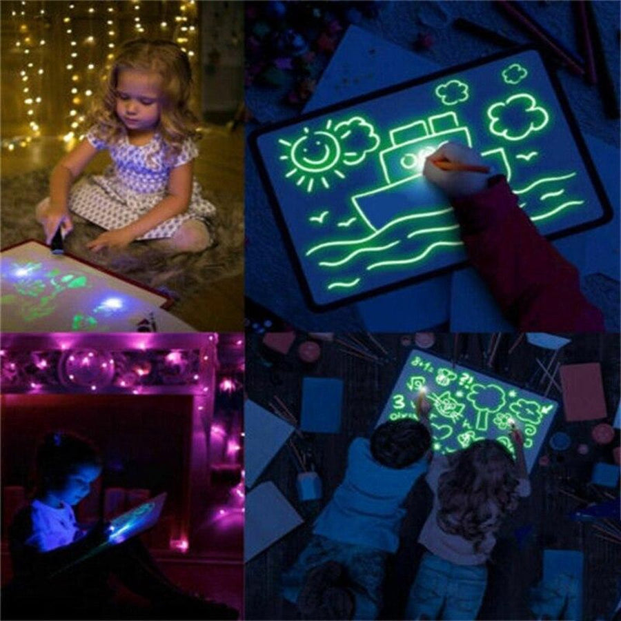 Ariko A4 Lichtgevend Whitebord Tekenbord | Magisch tekenbord kinderen | Tekenen met licht | LED | lichtgevend tekenbord | educatief speelgoed | glow in the dark | lichtpen | tekenen in het donker