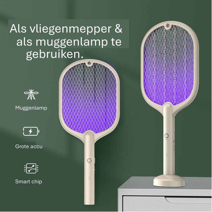 Ariko Mugzapper 2-in-1 Elektrische Muggenmepper Vliegenmepper - Muggenlamp - USB Oplaadbare Batterij - Staand en met de hand te gebruiken