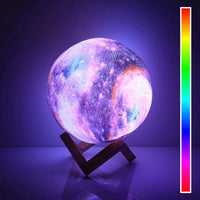 Thumbnail for Ariko Veilleuse 3D lune - lumière étoile - 15 cm - Lampe à poser - Batterie 15 à 89 heures - 16 couleurs LED dimmables et Télécommande
